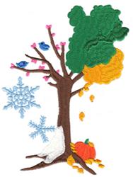 Four Seasons Tree - 5x7 bird detailed machine embroidery design perfect for Quilts