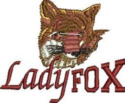 Playful fox face in rich browns and reds, featuring bold 'LadyFOX' text, perfect for a colorful home accent.