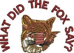 Playful fox head with expressive eyes and detailed fur, surrounded by bold red text: 'WHAT DID THE FOX SAY?'
