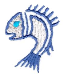 Playful fish with blue and white colors, distinct fins, and a cheerful expression, perfect for casual textiles.