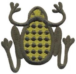Whimsical frog in bright yellow with black spots, featuring a cartoonish design perfect for playful decor.