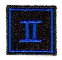 Gemini patch featuring a blue bordered rectangle on a black background, showcasing the Roman numeral II in a modern style.
