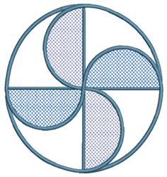 Geometric circle mesh features a modern design with curved sections and contrasting mesh patterns in blue.
