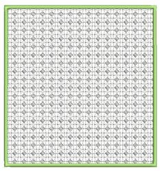 Geometric patterns in a structured grid of light tones, framed by bold green, suitable for modern decor.