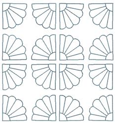 Geometric pattern with half-shell shapes in a modern grid layout, featuring clean lines and a minimalist design.