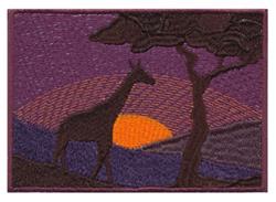 detailed tree machine embroidery pattern - Giraffe Scene for patchwork quilt blocks