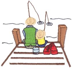 Gone Fishin - 4x4 fishin beginner-friendly machine embroidery design for kitchen aprons