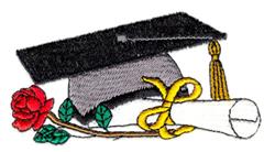 Graduation Rose - 4x4 rose beginner-friendly embroidery design for Gift Items