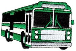 detailed design machine embroidery pattern - Green Bus perfect for kitchen tea towels