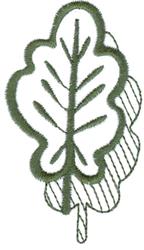 Simple green leaf design with whimsical outline, featuring solid and outlined sections, reflecting nature's charm.