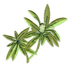 Realistic green leaves cluster with fine details and varying shades, ideal for machine embroidery on home decor.