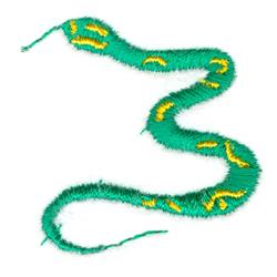 Playful green snake with yellow accents, cartoonish design, simple and whimsical, ideal for fun decor.