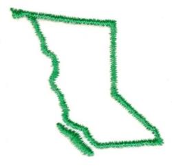 Green outline of a state with slightly irregular lines, featuring a simple and clean design.