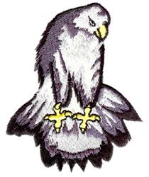 Realistic hawk with detailed gray and white feathers, vibrant yellow claws, showcasing predatory beauty.