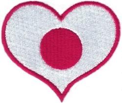 Heart with a vibrant red outline and central circle, set against a clean white background. Simple and modern design.
