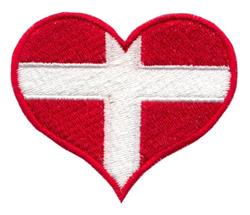 Bold heart cross patch featuring a red heart shape with a white cross, ideal for patriotic celebrations.
