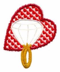 Heart with diamond motif featuring a red heart, white diamond, and yellow outline, perfect for Valentine's Day.