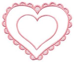Cute hearts in soft pink with scalloped edges, layered design perfect for Valentine's Day decor.