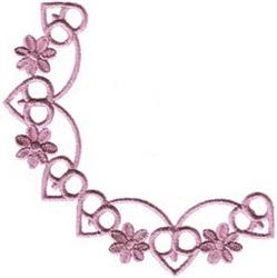 Hearts Corner - 6x10 daisy detailed machine embroidery design for reusable tote bags