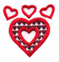 Hearts Cutwork - 4x4 cutwork applique embroidery design for Valentines Day Cards