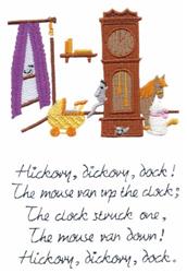 Hickory Dickory Dock - 6x10 dock detailed embroidery design for kitchen tea towels