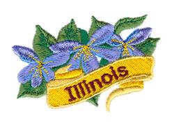Illinois-Violet - 4x4 illinois-violet detailed embroidery design for decorative pillow covers