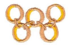 Elegant interlocking rings with golden outlines and a textured stitch on a clean white background.