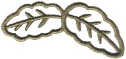 Elegant leaf embroidery with soft curves and textured details in gentle green hues, perfect for nature projects.