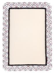 Decorative border design showcases an elegant rectangular shape with intricate red and black loops, perfect for quilting.
