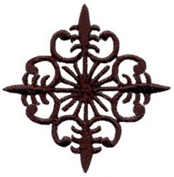 Ornamental design featuring an intricate star shape with swirled patterns in dark brown, ideal for elegant decor.