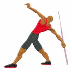 beginner-friendly thrower machine embroidery pattern - Javelin Thrower for cute baby onesies