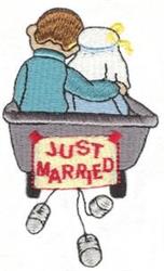 married detailed machine embroidery - Just Married perfect for kitchen tea towels
