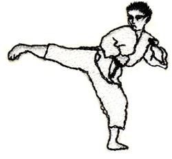 Karate Right Kick - 4x4 kick quick stitch embroidery design for Martial Arts Uniforms