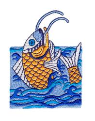 detailed easter fish machine embroidery pattern - Koi Fish for decorative pillow covers
