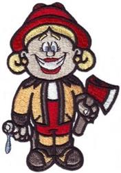 firefighter detailed machine embroidery - Lady Firefighter for decorative pillow covers