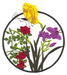 Large Butterfly Circle - 6x10 butterfly detailed embroidery design for reusable tote bags