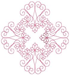 beginner-friendly autumn leaf redwork machine embroidery pattern - Leaf Flourish Redwork for festive table runners