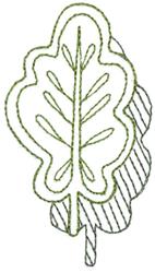Simple line art leaf with green stitching and outlined vein details, showcasing minimalist botanical elegance.