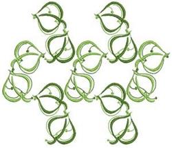 Geometric leaf shapes in vivid green create a rhythmic flow, perfect for modern quilting projects.