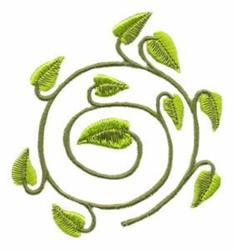 Leafy vine with a whimsical spiral design and vibrant green leaves, perfect for quilting projects.