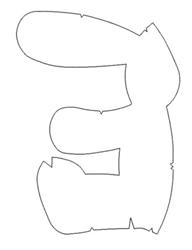 Bold letter E in a rounded, playful design, perfect for kids' items and casual embroidery.