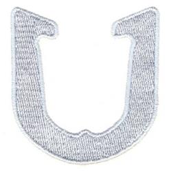 Large letter 'U' in smooth texture, clean outline, light shade, suitable for various embroidery applications.