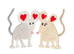 beginner-friendly valentine mice machine embroidery pattern - Love Mice for decorative pillow covers