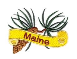 Maine State-Pinecone - 4x4 state-pinecone detailed embroidery design for reusable tote bags