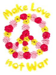 detailed peace sign machine embroidery pattern - Make Love Not War for reusable tote bags