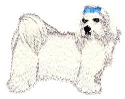 puppy dog detailed machine embroidery - Maltese Terrier perfect for reusable tote bags