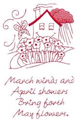 March Winds - 5x7 butterfly redwork machine embroidery design for Baby Blankets