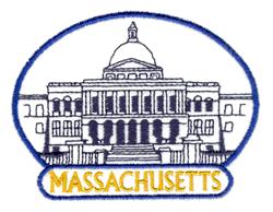 beginner-friendly capitol machine embroidery pattern - Massachusetts Capitol for reusable tote bags