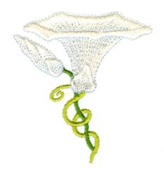 leaf beginner-friendly machine embroidery - Moonflowers for patchwork quilt blocks