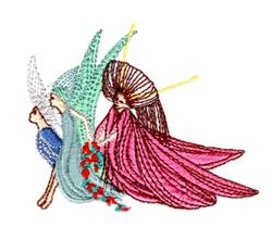 fairy detailed machine embroidery - Moonlight Fairies for patchwork quilt blocks